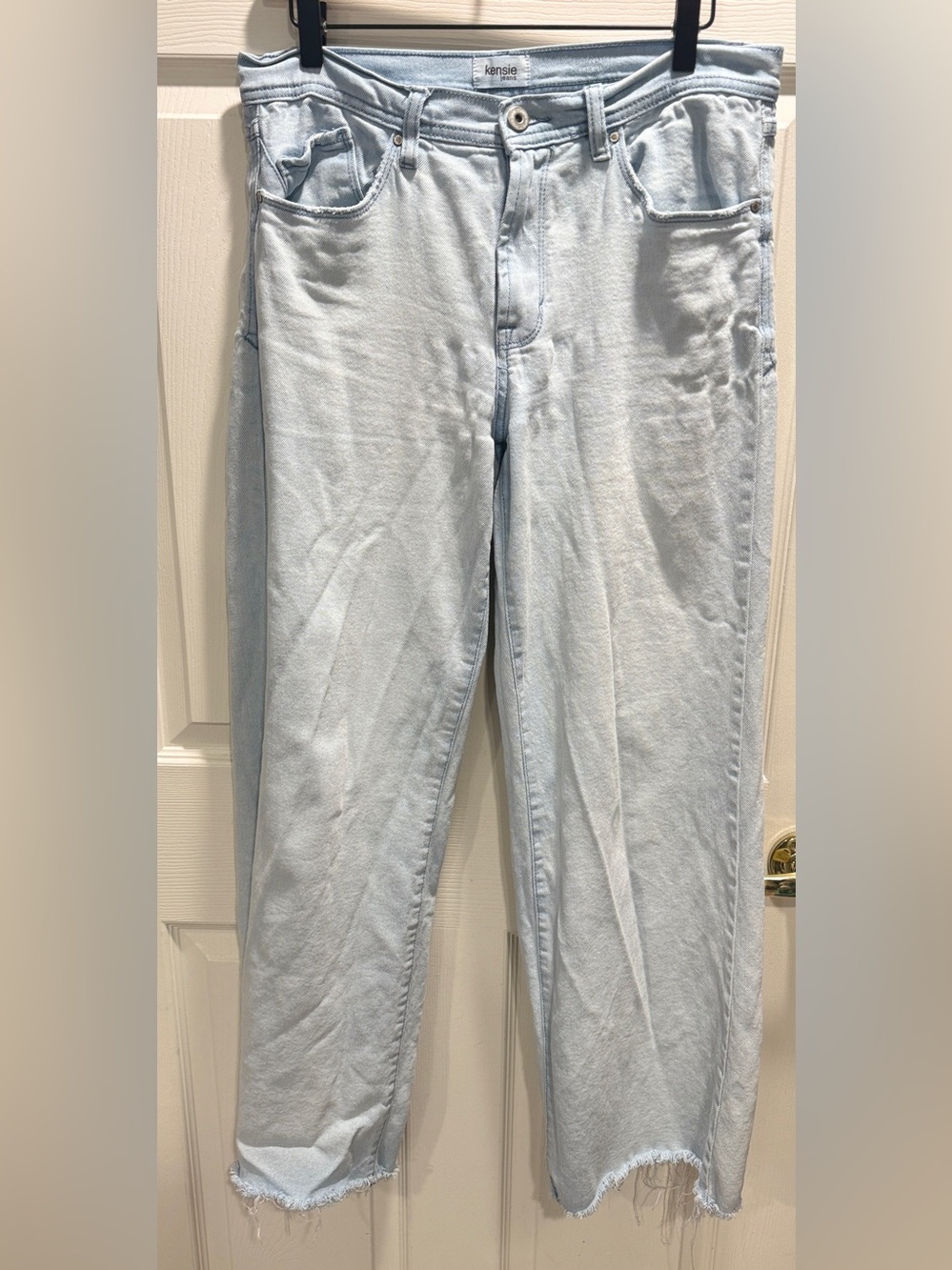 Kensie Kaya High Rise Wide Leg Jeans Light Wash Raw Hem 8/29 - Picture 3 of 8